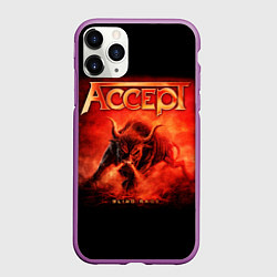 Чехол iPhone 11 Pro матовый Accept: Hell Bull, цвет: 3D-фиолетовый