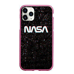 Чехол iPhone 11 Pro матовый NASA: Space Glitch, цвет: 3D-малиновый