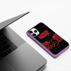 Чехол iPhone 11 Pro матовый Linkin Park: Red Airs, цвет: 3D-фиолетовый — фото 2