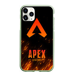 Чехол iPhone 11 Pro матовый Apex Legends: Orange Flame, цвет: 3D-салатовый