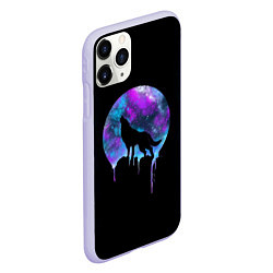 Чехол iPhone 11 Pro матовый Лунный неоновый волк, цвет: 3D-светло-сиреневый — фото 2