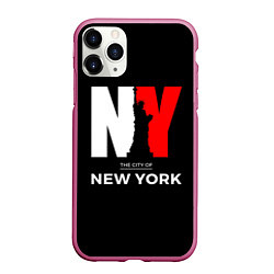 Чехол iPhone 11 Pro матовый New York City, цвет: 3D-малиновый