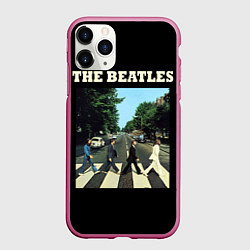 Чехол iPhone 11 Pro матовый The Beatles: Abbey Road, цвет: 3D-малиновый