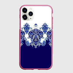 Чехол iPhone 11 Pro матовый Растительный орнамент, цвет: 3D-малиновый