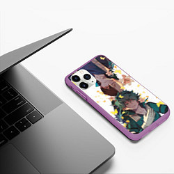 Чехол iPhone 11 Pro матовый My Hero Academia парни с цветами, цвет: 3D-фиолетовый — фото 2