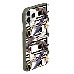 Чехол iPhone 11 Pro матовый Попугаи Какаду, цвет: 3D-темно-зеленый — фото 2