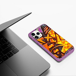 Чехол iPhone 11 Pro матовый Orange Graffiti, цвет: 3D-фиолетовый — фото 2