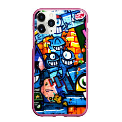 Чехол iPhone 11 Pro матовый Graffiti Exclusive, цвет: 3D-малиновый