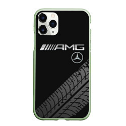 Чехол iPhone 11 Pro матовый Mercedes AMG: Street Racing, цвет: 3D-салатовый