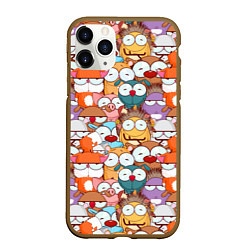 Чехол iPhone 11 Pro матовый Рожицы животных: паттерн, цвет: 3D-коричневый