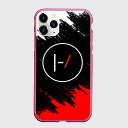 Чехол iPhone 11 Pro матовый 21 Pilots: Black & Red, цвет: 3D-малиновый