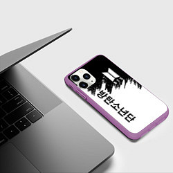 Чехол iPhone 11 Pro матовый BTS: White & Black, цвет: 3D-фиолетовый — фото 2