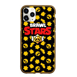 Чехол iPhone 11 Pro матовый Brawl Stars: Yellow Style, цвет: 3D-коричневый