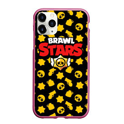 Чехол iPhone 11 Pro матовый Brawl Stars: Yellow Style, цвет: 3D-малиновый