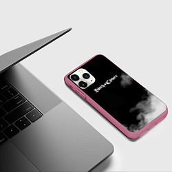 Чехол iPhone 11 Pro матовый Чёрный клевер, цвет: 3D-малиновый — фото 2