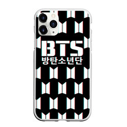 Чехол iPhone 11 Pro матовый BTS: Black Pattern, цвет: 3D-белый