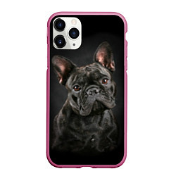 Чехол iPhone 11 Pro матовый Французский бульдог, цвет: 3D-малиновый