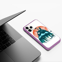 Чехол iPhone 11 Pro матовый Лесной Тоторо, цвет: 3D-фиолетовый — фото 2