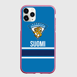 Чехол iPhone 11 Pro матовый Сборная Финляндии, цвет: 3D-малиновый