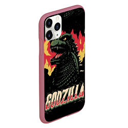 Чехол iPhone 11 Pro матовый Flame Godzilla, цвет: 3D-малиновый — фото 2