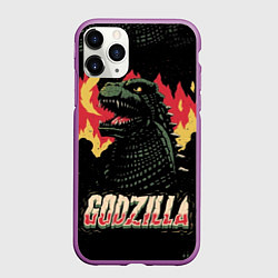 Чехол iPhone 11 Pro матовый Flame Godzilla, цвет: 3D-фиолетовый