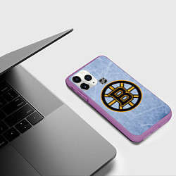 Чехол iPhone 11 Pro матовый Boston Bruins: Hot Ice, цвет: 3D-фиолетовый — фото 2