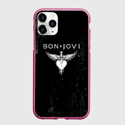 Чехол iPhone 11 Pro матовый Bon Jovi, цвет: 3D-малиновый