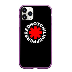 Чехол iPhone 11 Pro матовый Red Hot chili peppers logo on black