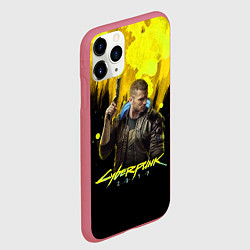 Чехол iPhone 11 Pro матовый Cyberpunk 2077, цвет: 3D-малиновый — фото 2