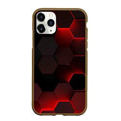 Чехол iPhone 11 Pro матовый Красные абстрактные плиты, цвет: 3D-коричневый