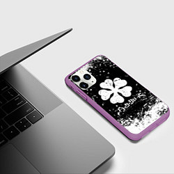 Чехол iPhone 11 Pro матовый ЧЁРНЫЙ КЛЕВЕР, цвет: 3D-фиолетовый — фото 2
