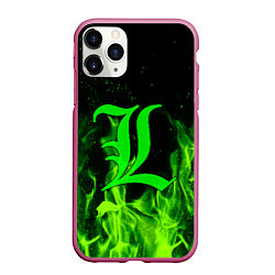 Чехол iPhone 11 Pro матовый L letter flame, цвет: 3D-малиновый