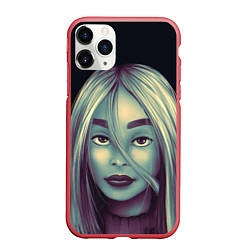 Чехол iPhone 11 Pro матовый Billie Eilish, цвет: 3D-красный