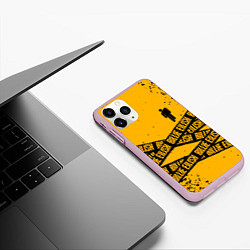 Чехол iPhone 11 Pro матовый BILLIE EILISH: Yellow Tape, цвет: 3D-розовый — фото 2