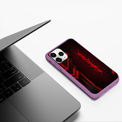 Чехол iPhone 11 Pro матовый Cyberpunk 2077, цвет: 3D-фиолетовый — фото 2