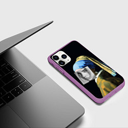 Чехол iPhone 11 Pro матовый Billie Eilish с Сережкой, цвет: 3D-фиолетовый — фото 2
