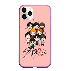 Чехол iPhone 11 Pro матовый Stray Kids, цвет: 3D-фиолетовый