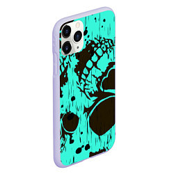 Чехол iPhone 11 Pro матовый Neon skull, цвет: 3D-светло-сиреневый — фото 2