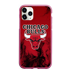 Чехол iPhone 11 Pro матовый CHICAGO BULLS, цвет: 3D-малиновый