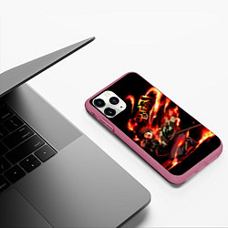 Чехол iPhone 11 Pro матовый Demon Slayer, цвет: 3D-малиновый — фото 2