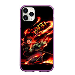 Чехол iPhone 11 Pro матовый Demon Slayer, цвет: 3D-фиолетовый