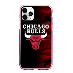 Чехол iPhone 11 Pro матовый CHICAGO BULLS, цвет: 3D-розовый