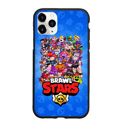 Чехол iPhone 11 Pro матовый BRAWL STARS ВСЕ ПЕРСОНАЖИ, цвет: 3D-черный