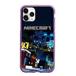 Чехол iPhone 11 Pro матовый MINECRAFT, цвет: 3D-фиолетовый