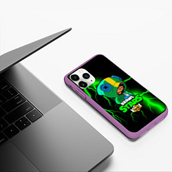 Чехол iPhone 11 Pro матовый Brawl Stars LEON, цвет: 3D-фиолетовый — фото 2