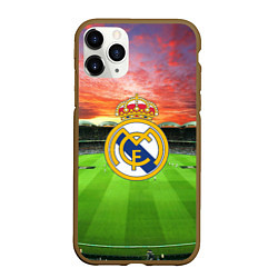Чехол iPhone 11 Pro матовый FC Real Madrid, цвет: 3D-коричневый