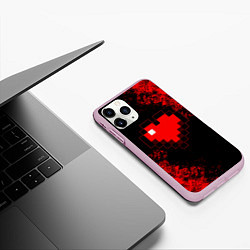 Чехол iPhone 11 Pro матовый MINECRAFT HEART, цвет: 3D-розовый — фото 2
