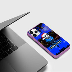 Чехол iPhone 11 Pro матовый НОВОГОДНИЙ UNDERTALE, цвет: 3D-фиолетовый — фото 2