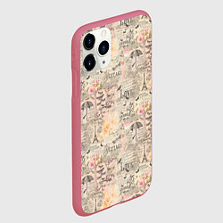 Чехол iPhone 11 Pro матовый Paris vintage theme, цвет: 3D-малиновый — фото 2