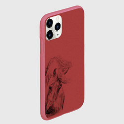 Чехол iPhone 11 Pro матовый Конь на красном фоне, цвет: 3D-малиновый — фото 2